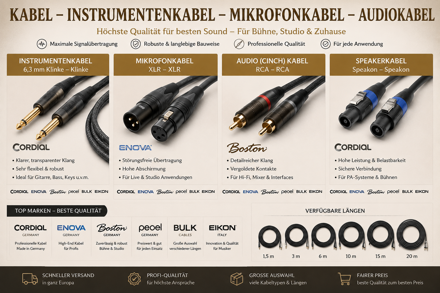 Kabel – Instrumentenkabel / Mikrofonkabel / Audiokabel category icon/image